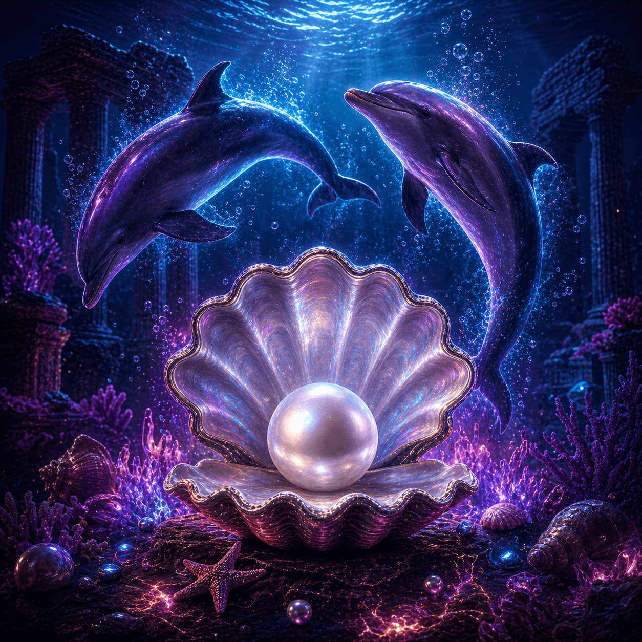 Dolphin's Pearl themed artwork